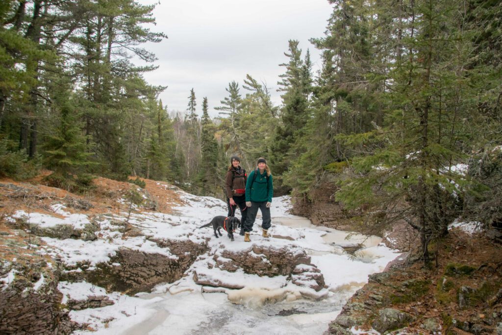 Picture of explorers and their dog on our River Canyon Snow Treks